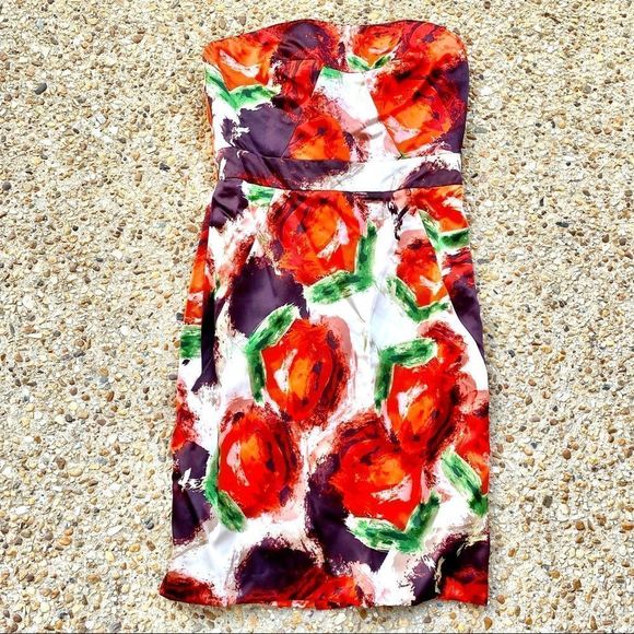 J. Crew Silk Floral Strapless Sample Lined Dress Size 6 - Picture 1 of 9